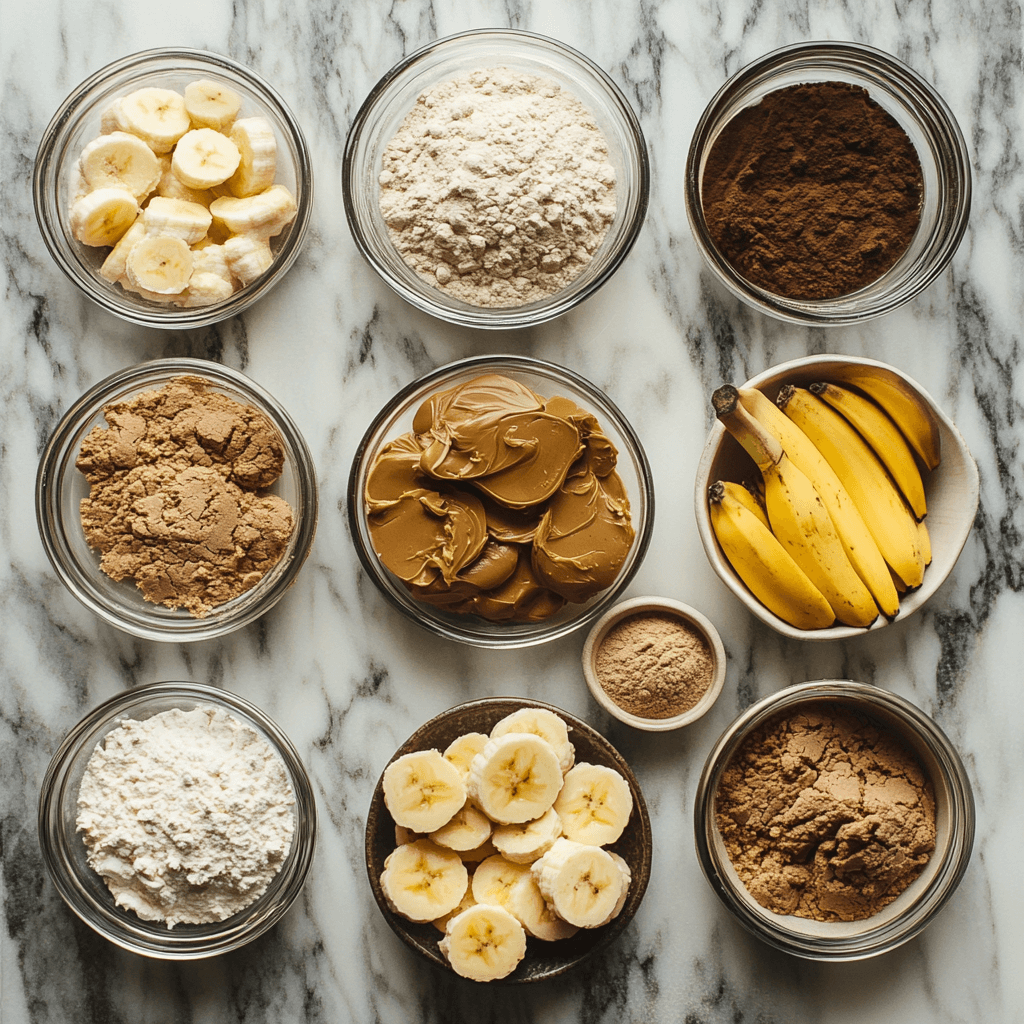 Soft peanut butter and banana cookies with golden edges, stacked on a plate with a glass of milk