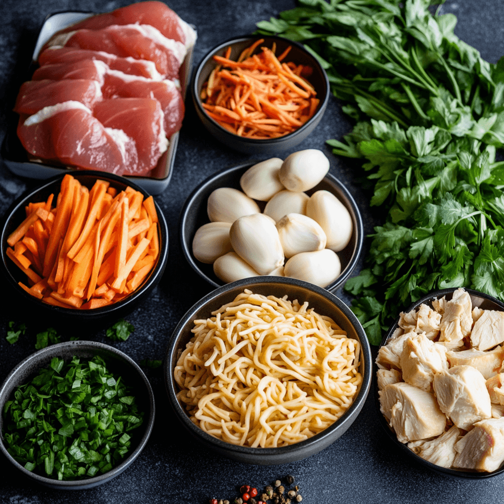 A comforting bowl of classic chicken and noodles with tender chicken chunks, wide egg noodles, and creamy broth garnished with parsley.
