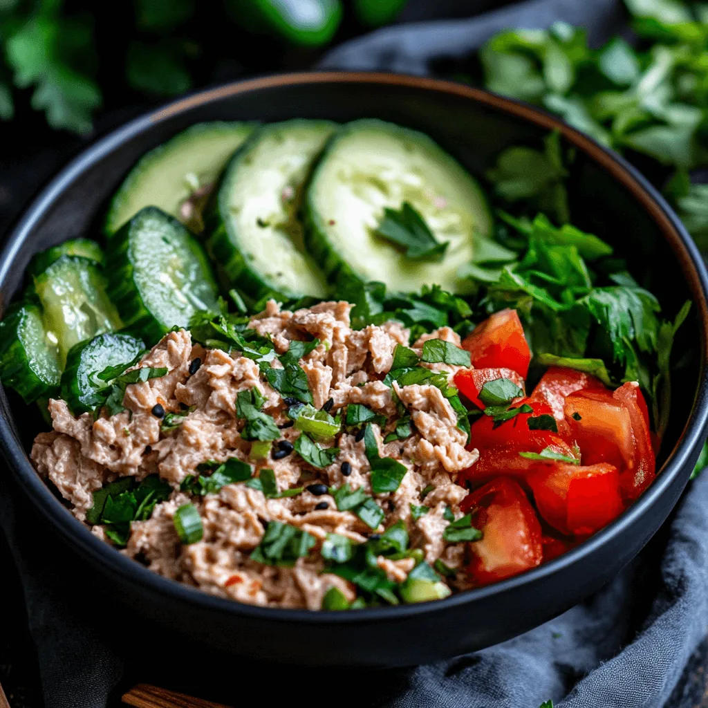 A creamy vegan tuna salad made with chickpeas, celery, red onion, and fresh herbs served on toasted bread with lemon garnish.